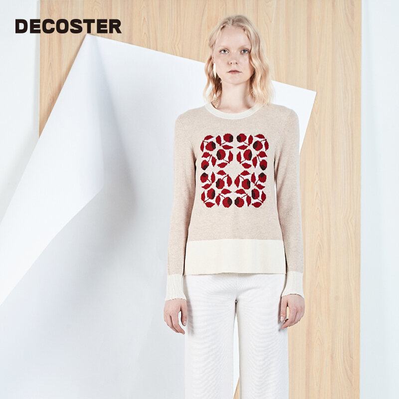 DECOSTER/ Deshi Winter New Brand Women's Clothing Simple Commute Long Sleeve Pullover Woolen Sweater