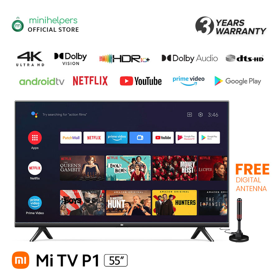 Xiaomi Mi TV P1 55 | 4K Android TV | 55 inch | 4K Ultra HD | DCI-P3 94% color gamut | HDR10+ | Google Playstore | Inbuilt Chromecast | Dolby Vision and  | Bordless Display | 4K Netflix & Youtube | Dol
