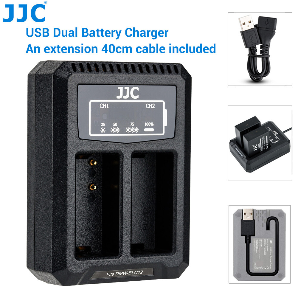 JJC USB Dual Slots Battery Charger for NP-W126 & W126S Battery of Fuji Fujifilm Cameras X-S10 X100V X100F X-T200 X-T100 X-T30 II X-T20 X-T10 X-E4 X-E3 X-E2S X-E2 X-E1 X-T3 X-T2 X-T1 X-PRO3 X-PRO2 X-PR