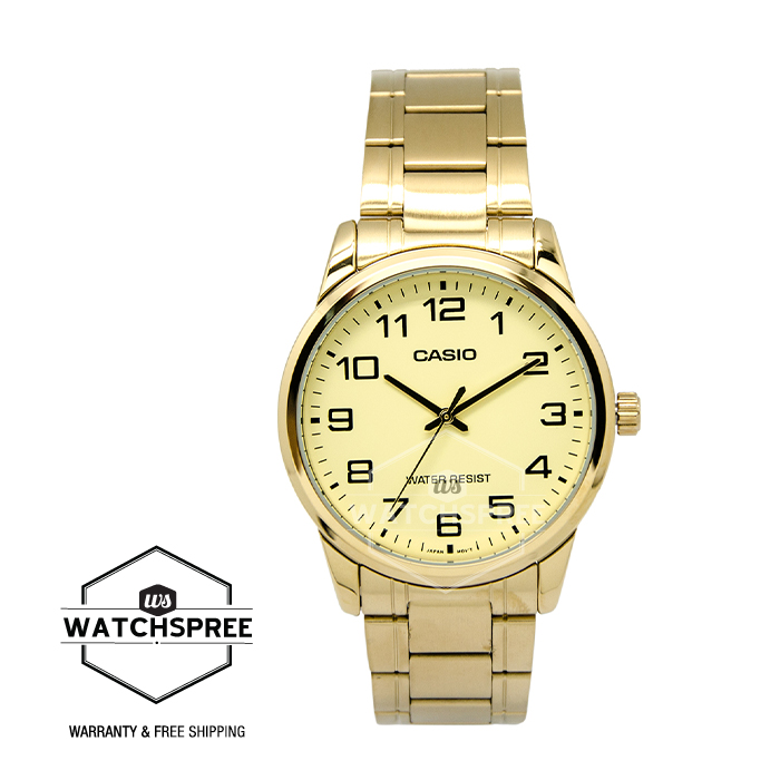 [Watchspree] Casio Men's Gold Stainless Steel Strap Watch MTPV001G-9B