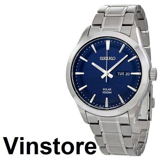 [Vinstore] Seiko SNE361 Solar Powered 100M Stainless Steel Dark Blue Dial Men Watch SNE361P1 SNE361P