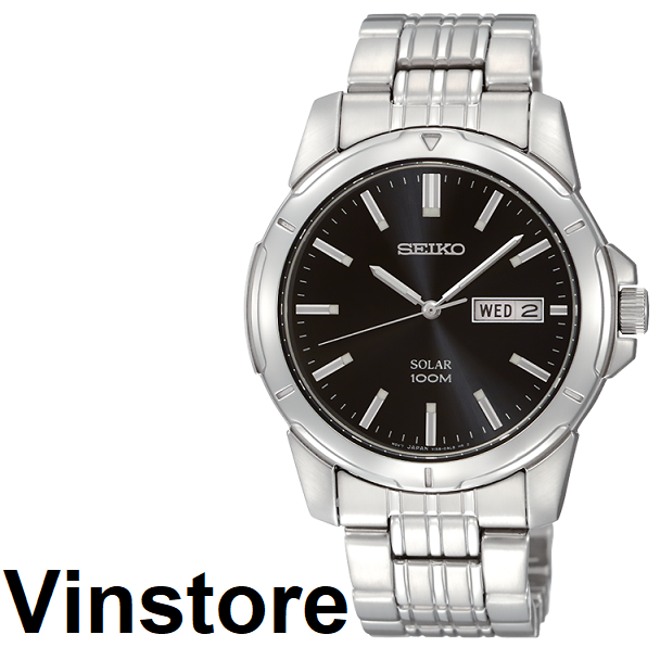 [Vinstore] Seiko SNE093 Solar Quartz Stainless Steel Analog Black Dial Men Watch SNE093P1 SNE093P
