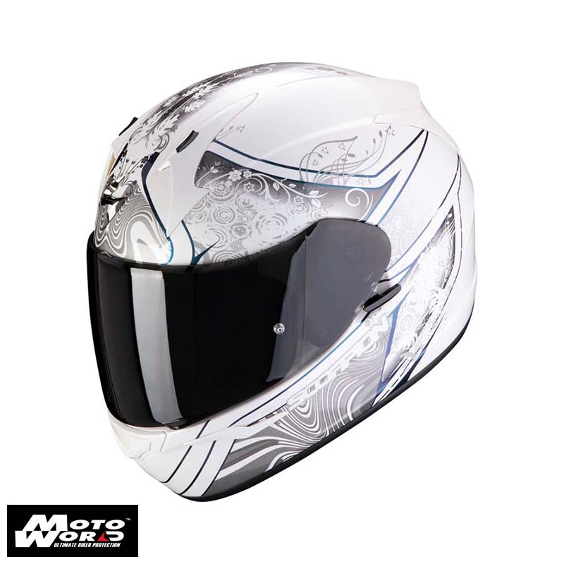 Scorpion EXO 390 Clara White Silver Full Face Motorcycle Helmet ( White Silver) ( White Silver)