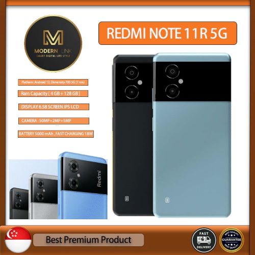 Xiaomi Redmi Note 11R 4G mi Smartphone 5G Volte 128GB + 4GB Factory Unlocked 6.58" Dual Camera android 12 MTK 6833|Local seller warranty