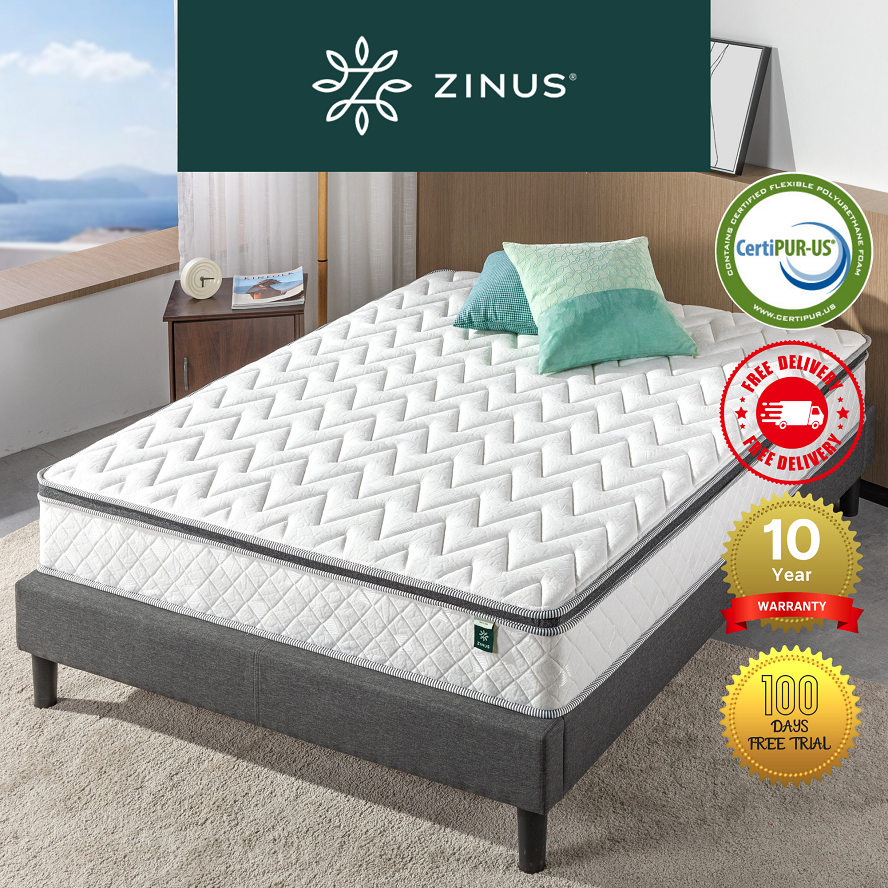 Zinus 25cm Euro Top Latex Hybrid Pocketed Spring Mattress 10 inch - Single , Super Single , Queen , King size