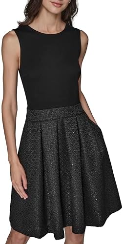 Karl Lagerfeld Women&#39;s Novelty Tweed Career Midi Dress