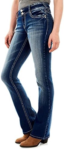 WallFlower Luscious Curvy Bootcut Jeans for Women, Mid-Rise Insta Stretch Denim, Size-Inclusive Juniors Jeans, Sizes 0 to 24