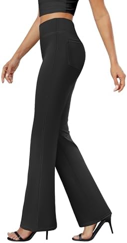 DLOODA Womens Bootcut Dress Pants Business Casual Work Pants with Pockets High Waist Stretchy Trousers Pull On Office Slacks