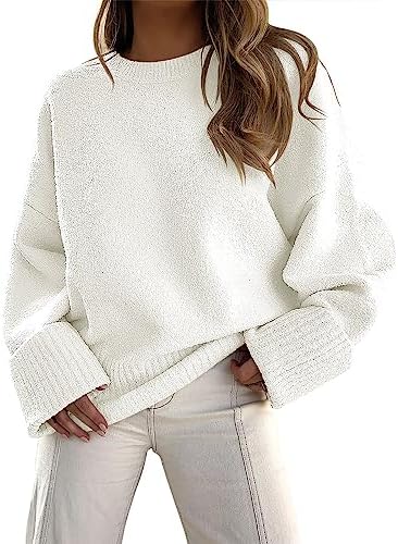 ANRABESS Women&#39;s Oversized Sweaters 2025 Long Sleeve Fuzzy Knit Casual Chunky Pullover Sweater Fall Outfits Clothes