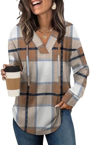 Sampeel Hoodies for Women Trendy Fall Fashion 2025 V Neck Oversized Sweatshirt Plus Size Tops Clothes