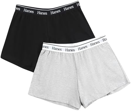 Hanes Womens Originals Sleep Shorts, 2-Pack, Comfywear Supersoft Lounge Shorts Pack, 3.25&#34;