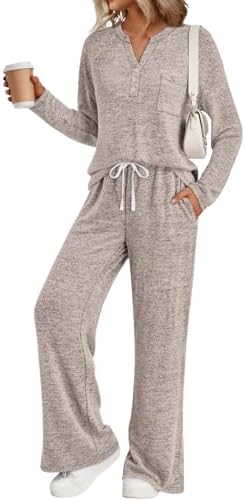 LILLUSORY Womens 2 Piece Lounge Sets Winter Outfits 2025 Sweatsuit Matching Pjs Airport Vacation Travel Fall Pajamas Fashion